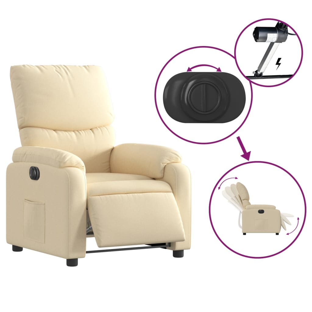 Fauteuil inclinable électrique Crème Tissu - XIOS