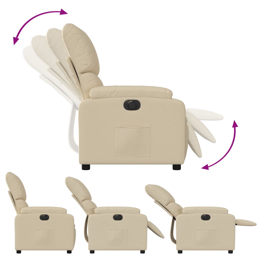 Fauteuil inclinable électrique Crème Tissu - XIOS