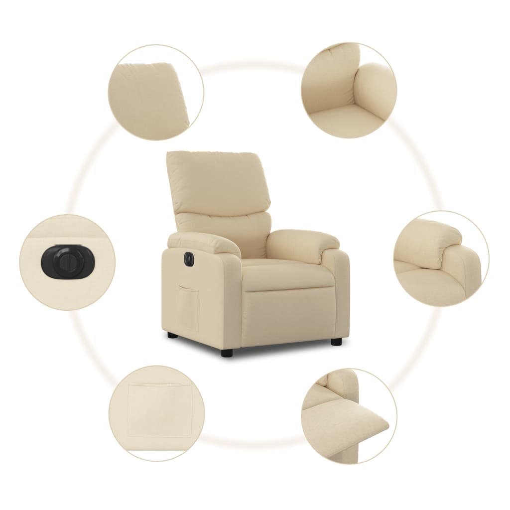 Fauteuil inclinable électrique Crème Tissu - XIOS