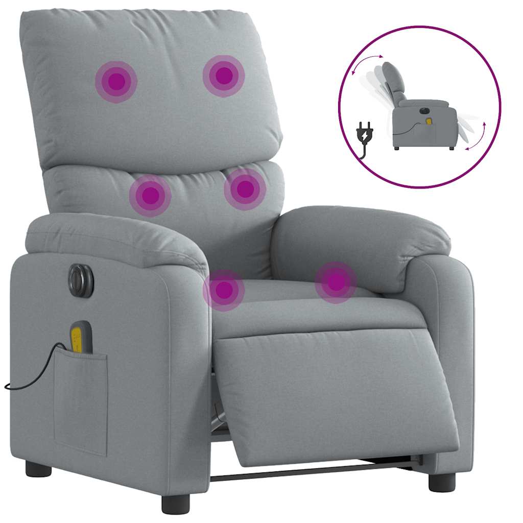Fauteuil de massage inclinable électrique gris clair tissu - XIOS