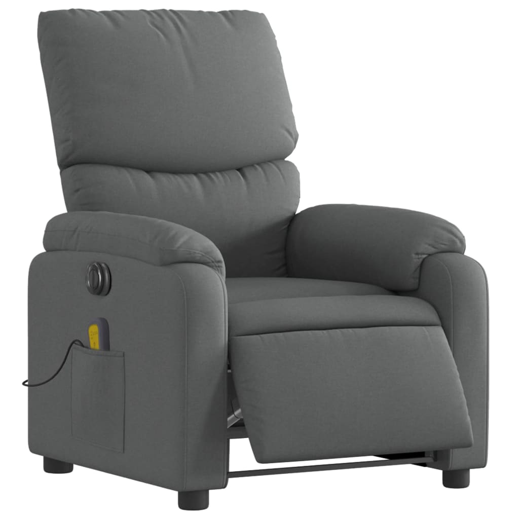 Fauteuil inclinable de massage électrique gris foncé tissu
