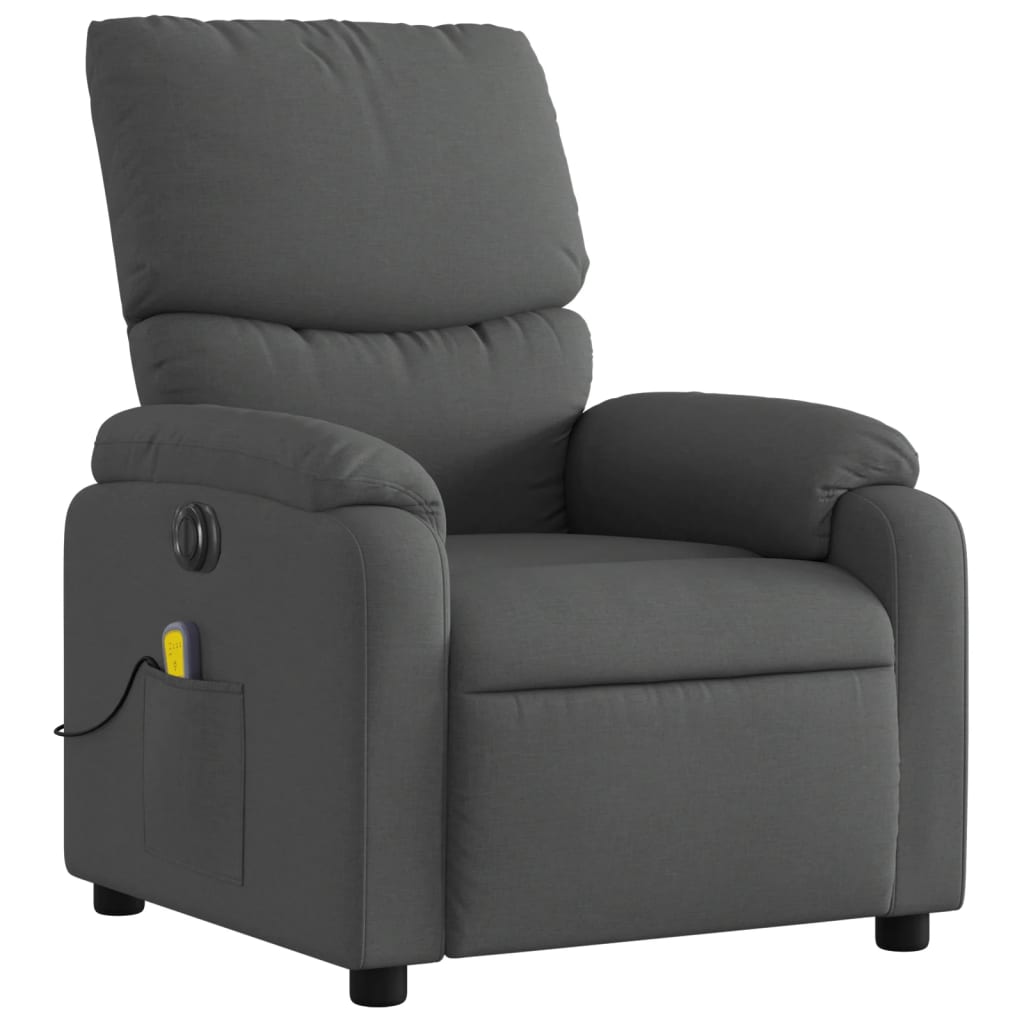 Fauteuil inclinable de massage électrique gris foncé tissu - XIOS