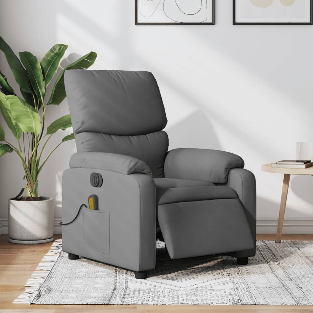 Fauteuil inclinable de massage électrique gris foncé tissu - XIOS