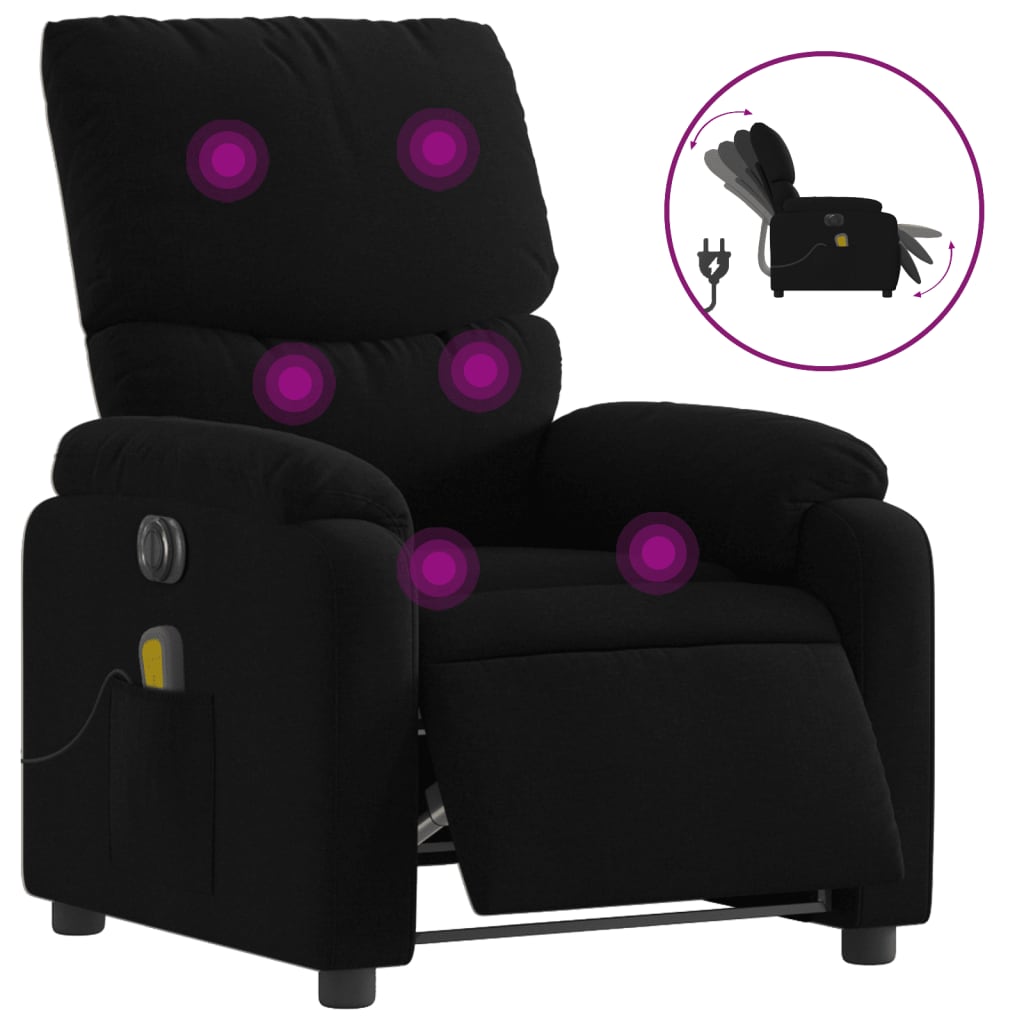 Fauteuil de massage inclinable électrique Noir Tissu - XIOS