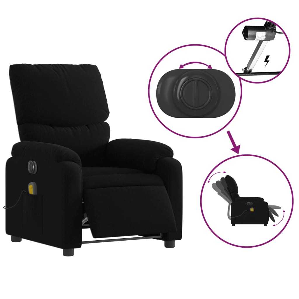 Fauteuil de massage inclinable électrique Noir Tissu - XIOS
