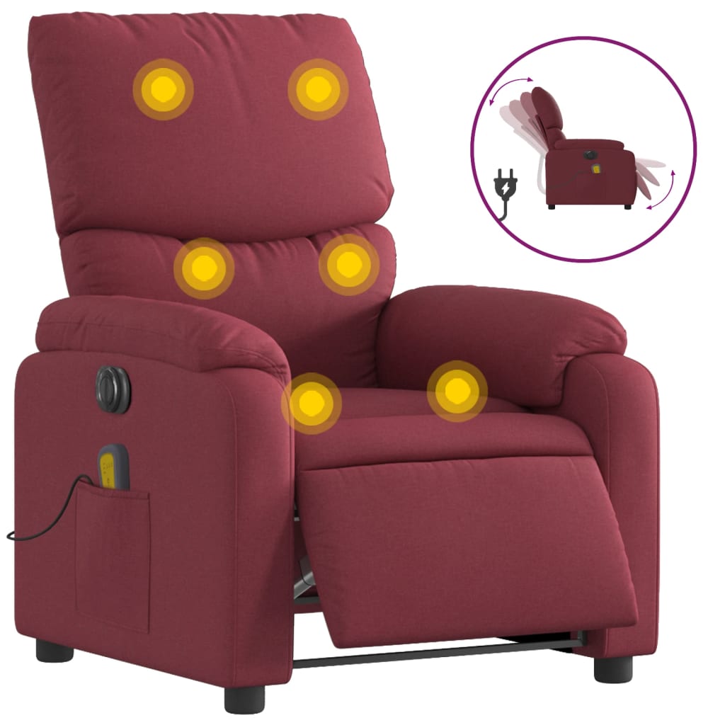 Fauteuil de massage inclinable électrique Rouge bordeaux Tissu - XIOS