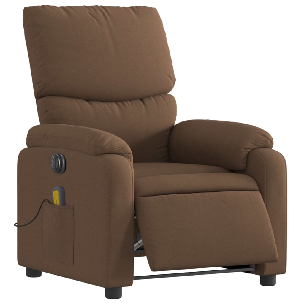 Fauteuil inclinable de massage électrique marron tissu - XIOS