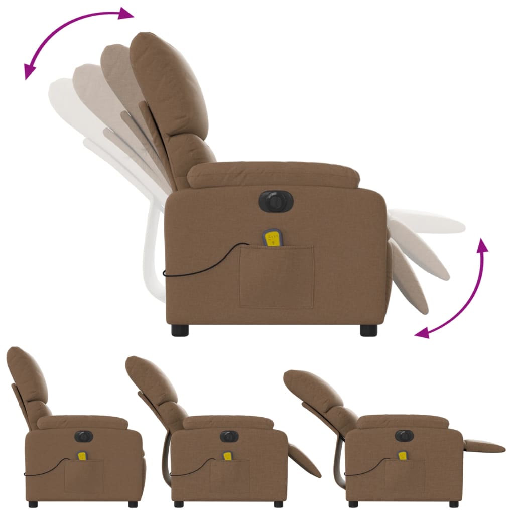 Fauteuil inclinable de massage électrique marron tissu - XIOS