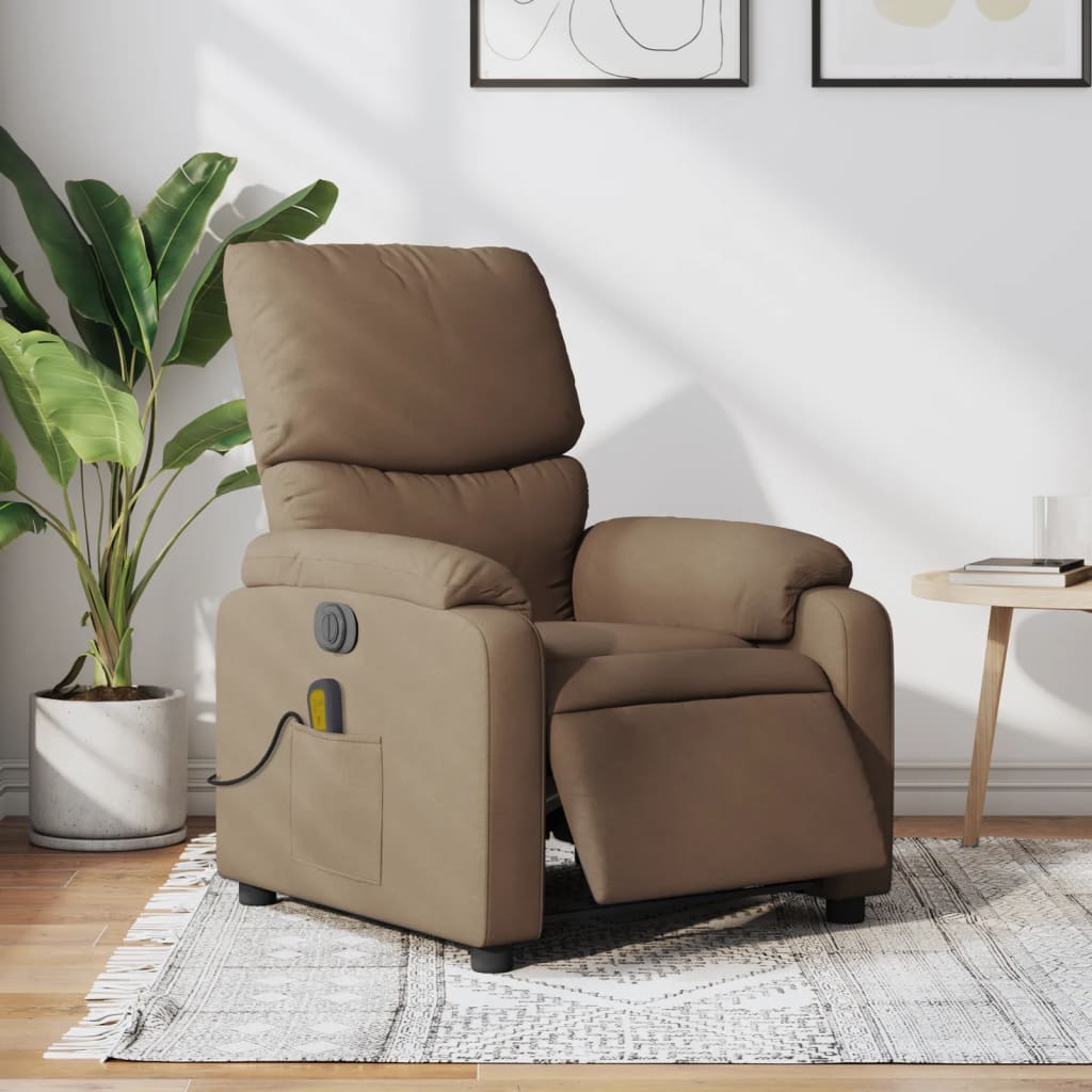 Fauteuil inclinable de massage électrique marron tissu - XIOS