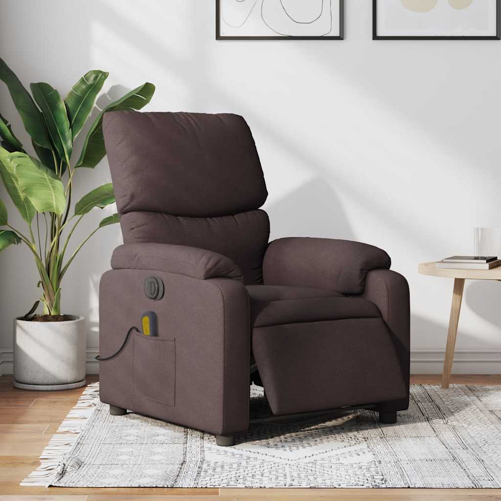 Fauteuil de massage inclinable électrique Marron foncé Tissu - XIOS