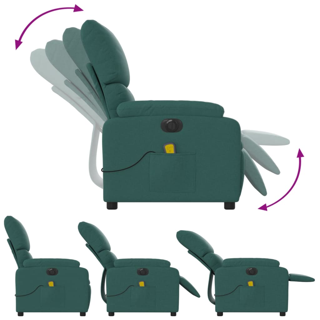 Fauteuil de massage inclinable électrique Vert foncé Tissu - XIOS