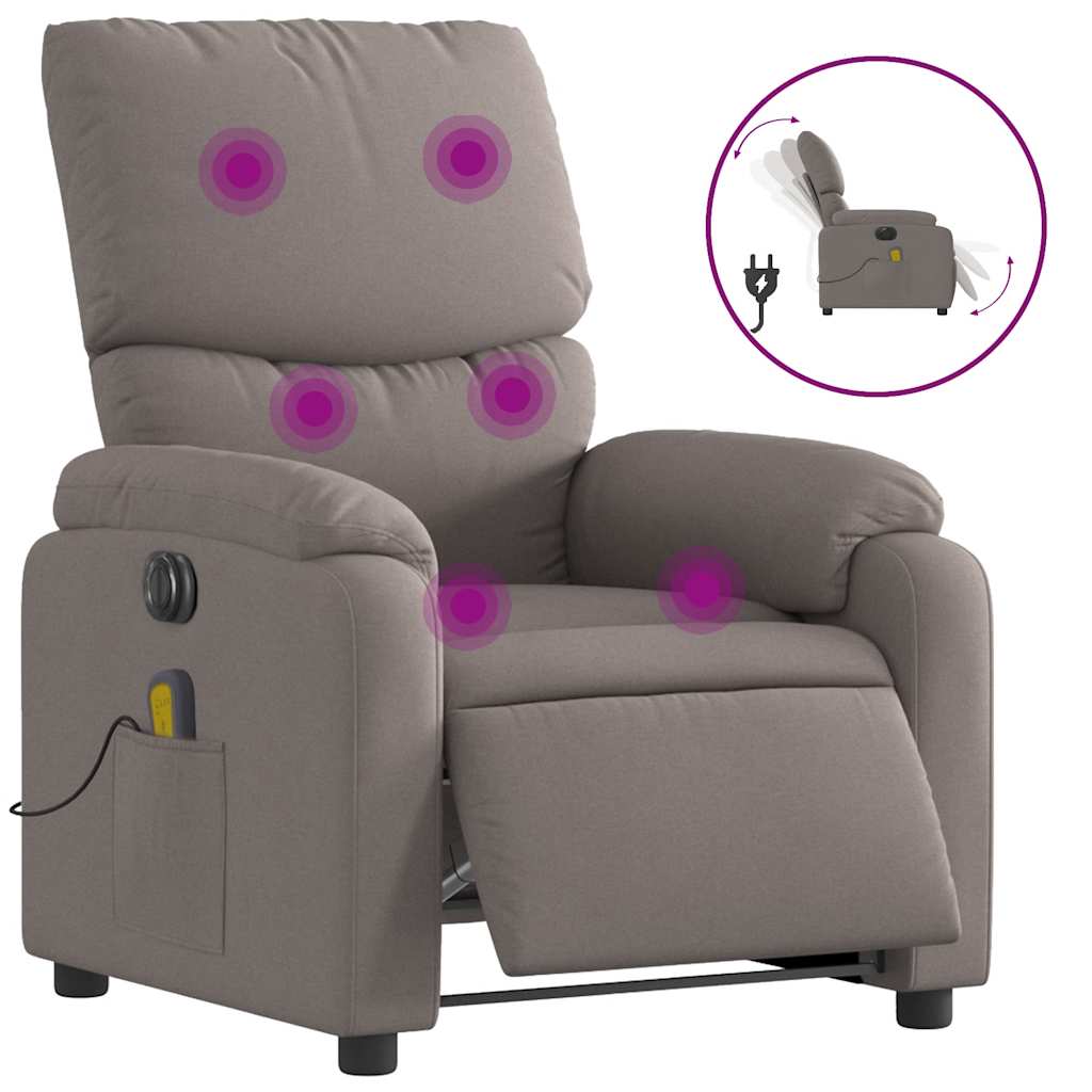 Fauteuil de massage inclinable électrique Taupe Tissu - XIOS