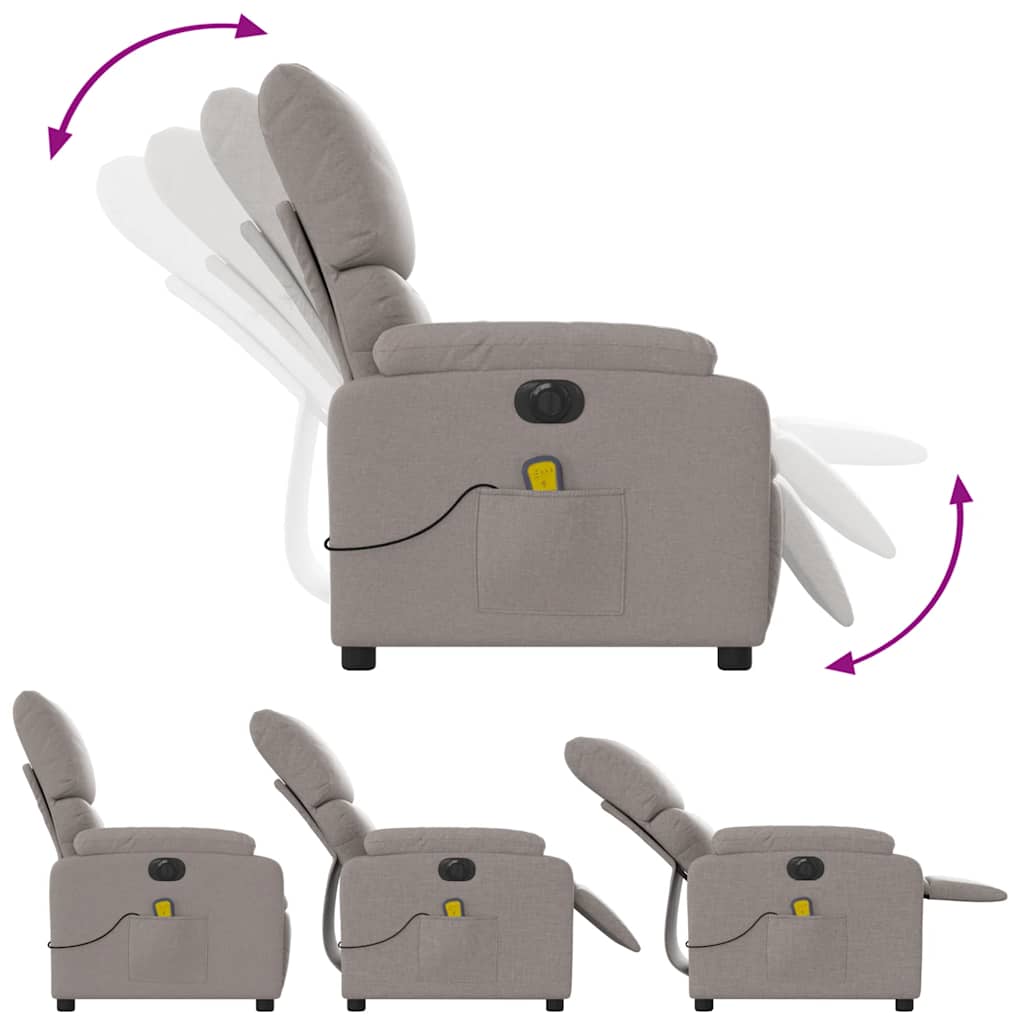 Fauteuil de massage inclinable électrique Taupe Tissu - XIOS