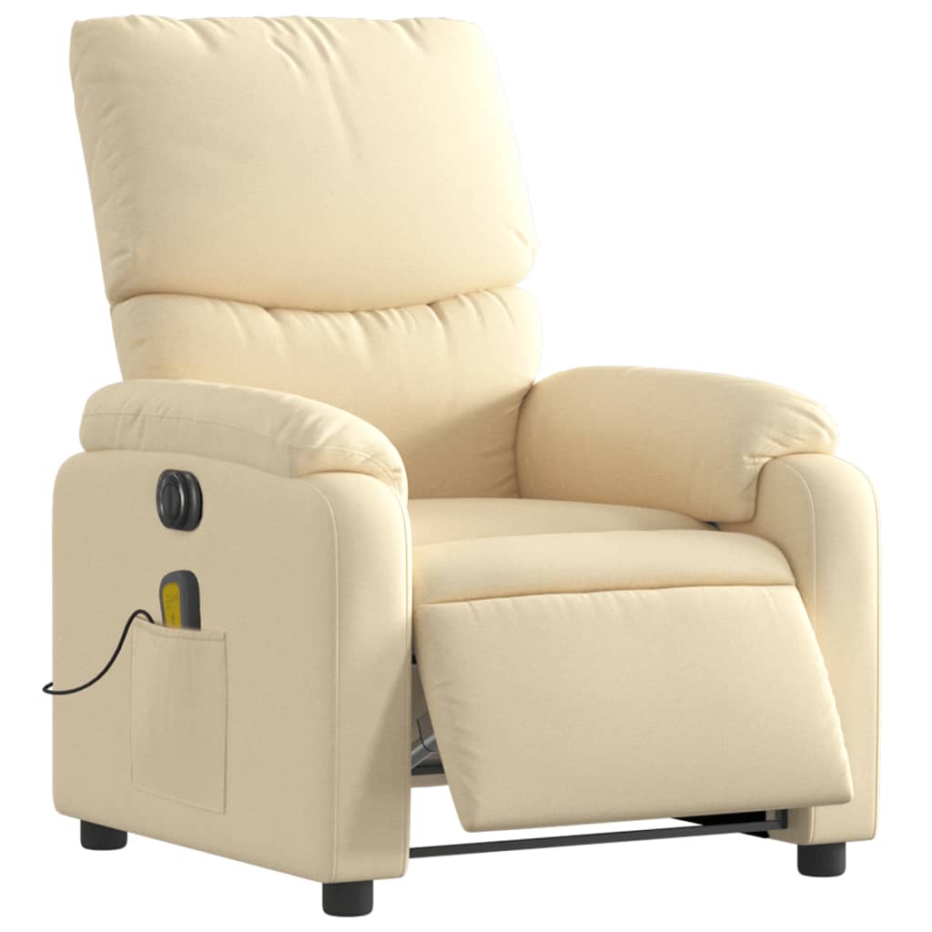 Fauteuil inclinable de massage électrique crème tissu - XIOS