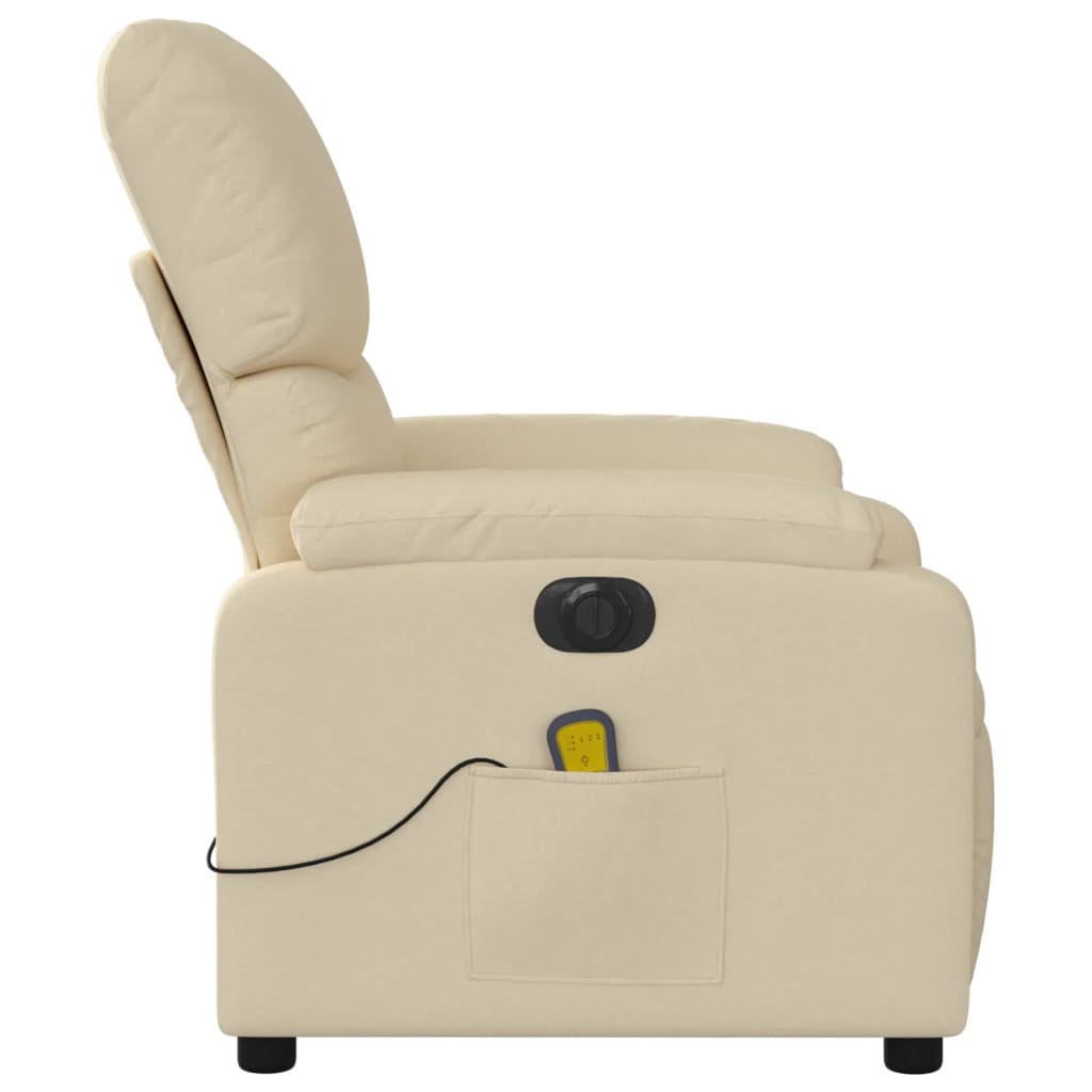 Fauteuil inclinable de massage électrique crème tissu - XIOS