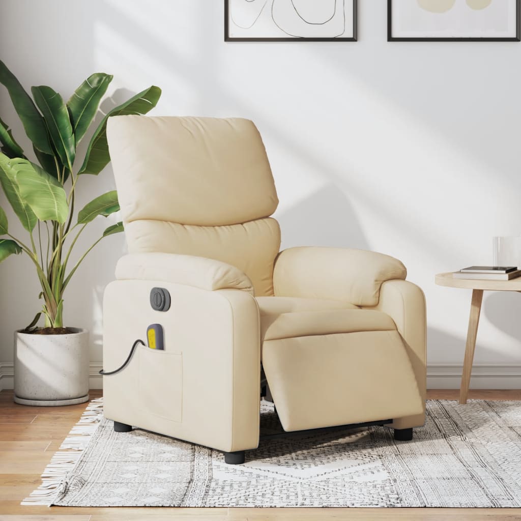 Fauteuil inclinable de massage électrique crème tissu - XIOS