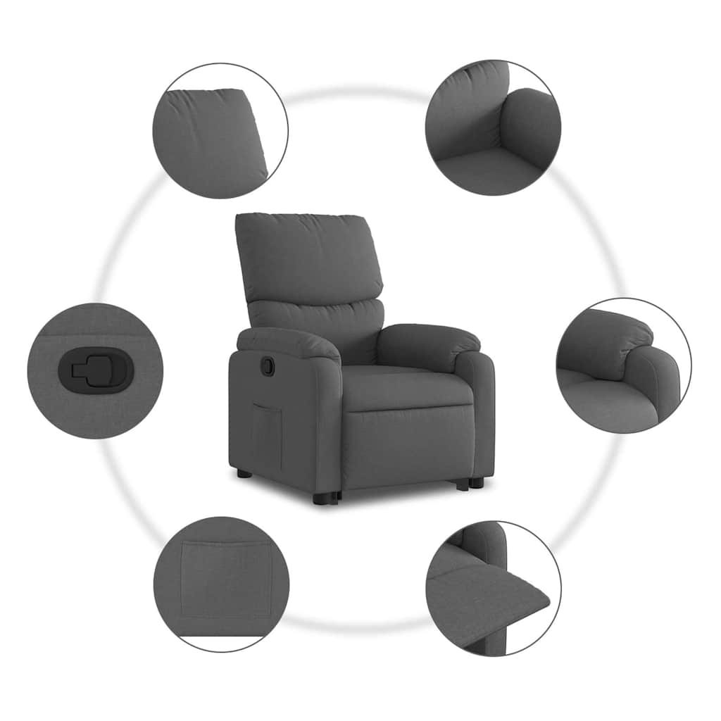 Fauteuil inclinable Gris foncé Tissu - XIOS
