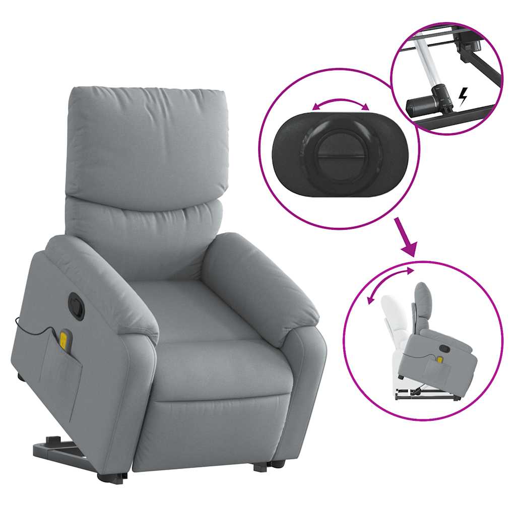 Fauteuil de massage inclinable Gris clair Tissu