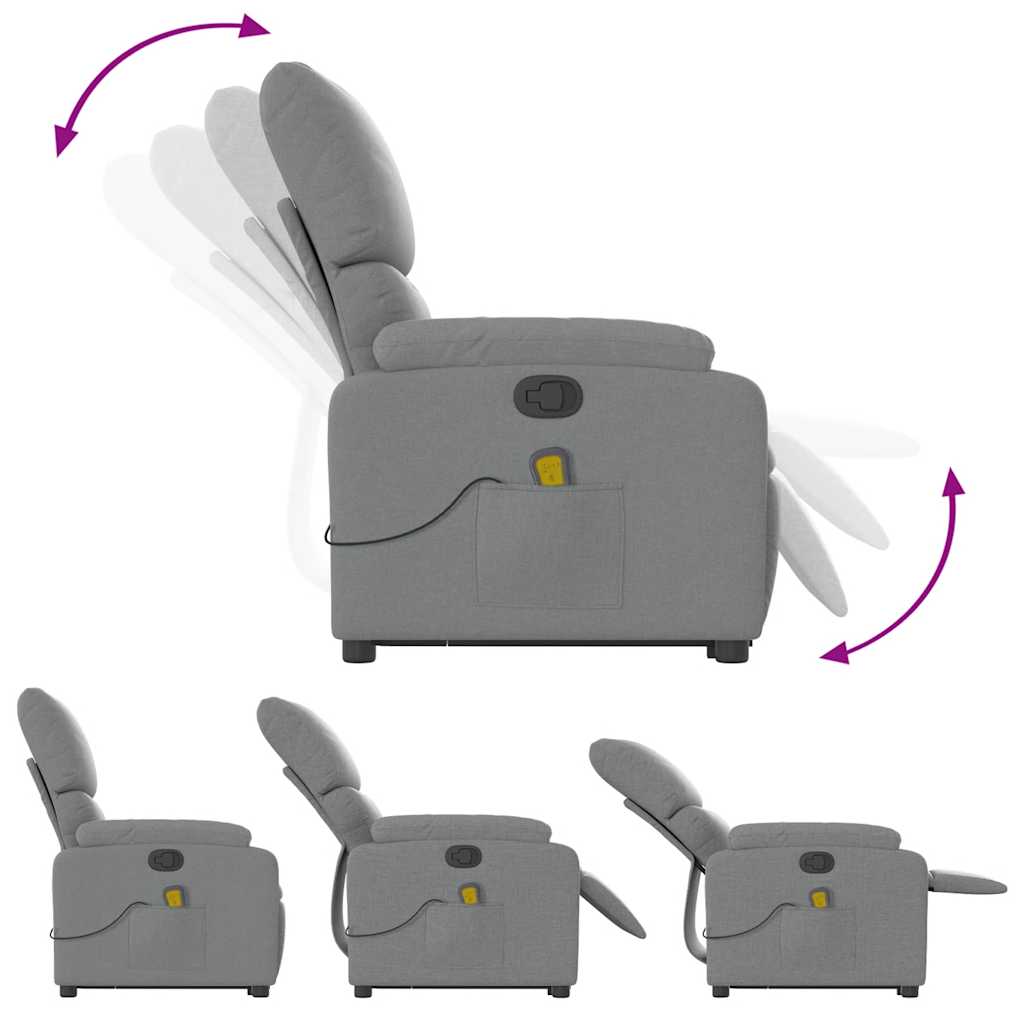 Fauteuil de massage inclinable Gris clair Tissu