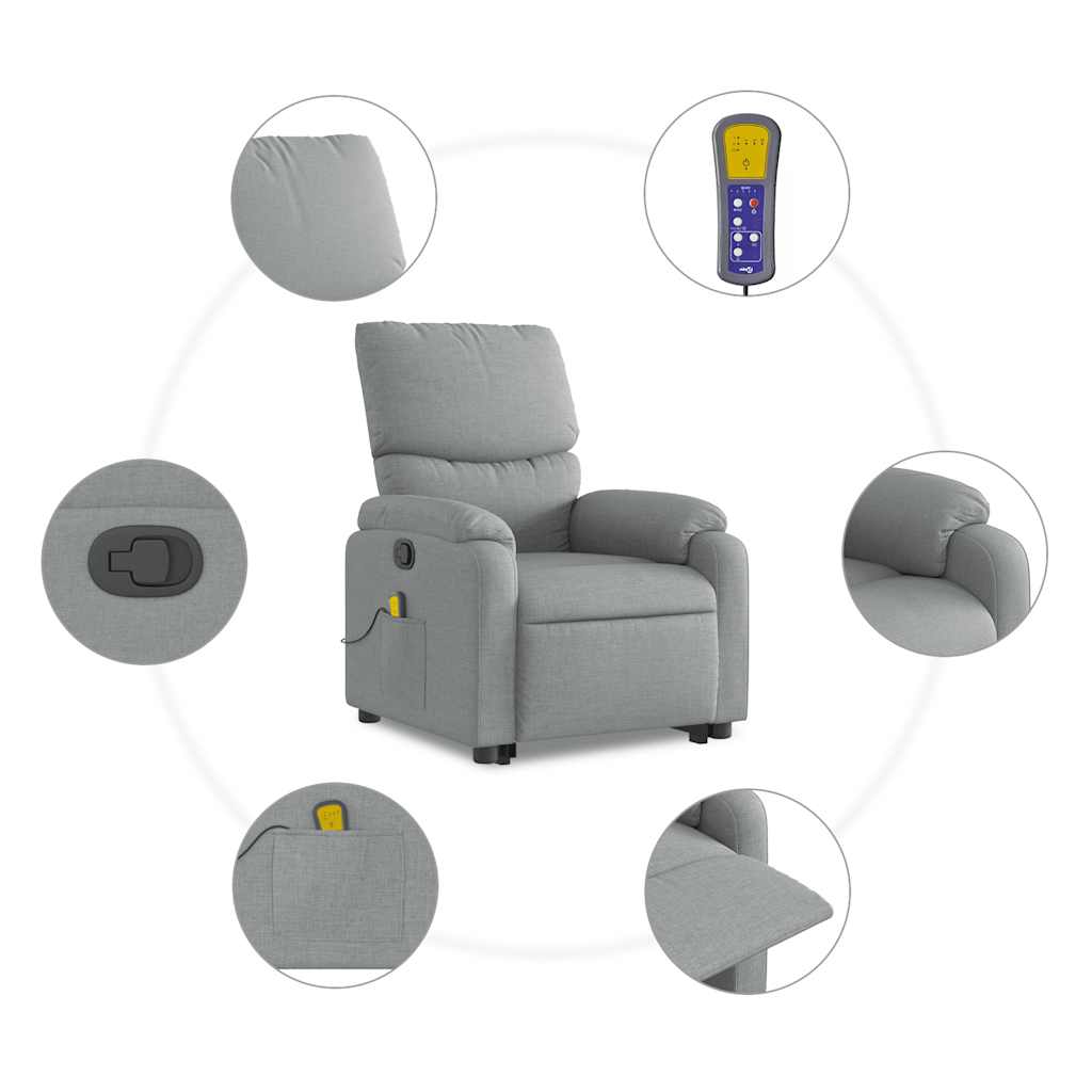Fauteuil de massage inclinable Gris clair Tissu - XIOS