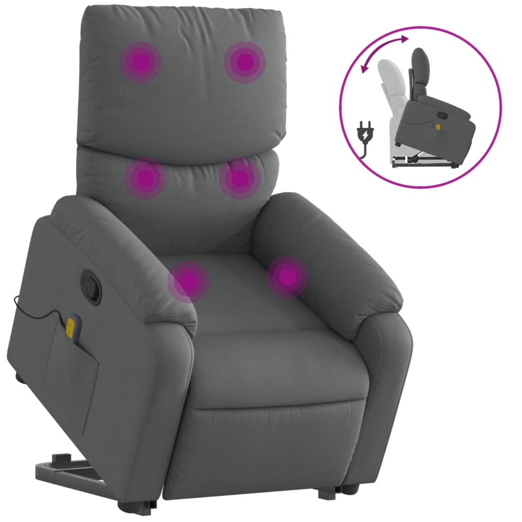Fauteuil de massage inclinable Gris foncé Tissu - XIOS