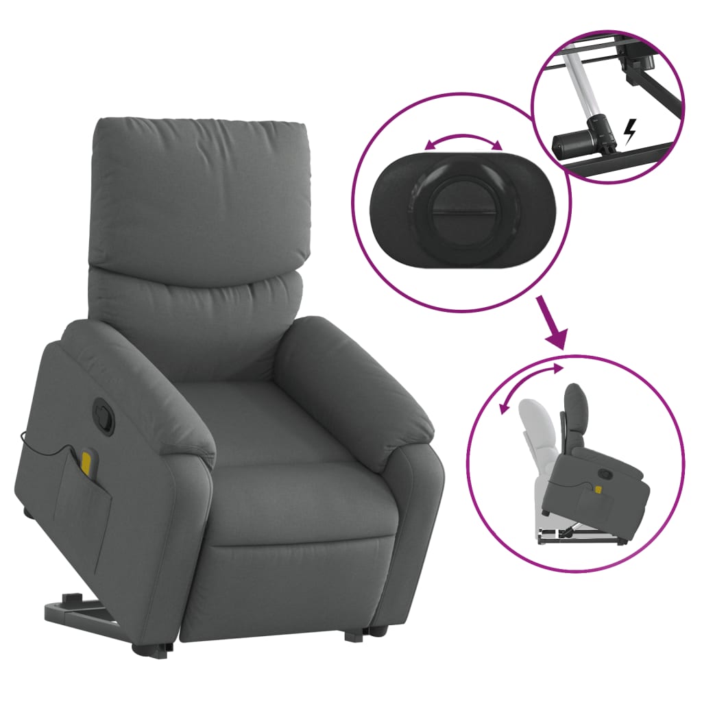 Fauteuil de massage inclinable Gris foncé Tissu - XIOS