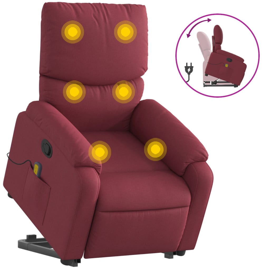 Fauteuil inclinable de massage Rouge bordeaux Tissu - XIOS