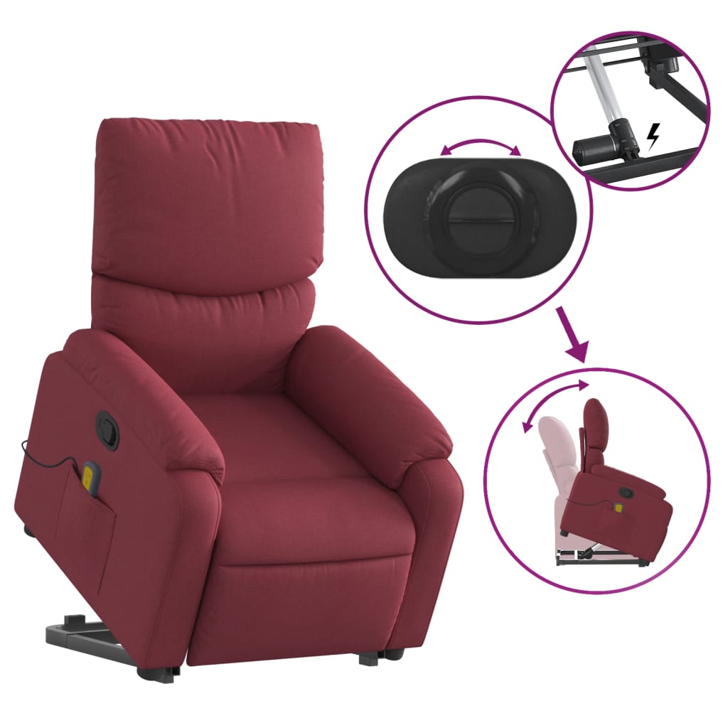Fauteuil inclinable de massage Rouge bordeaux Tissu - XIOS