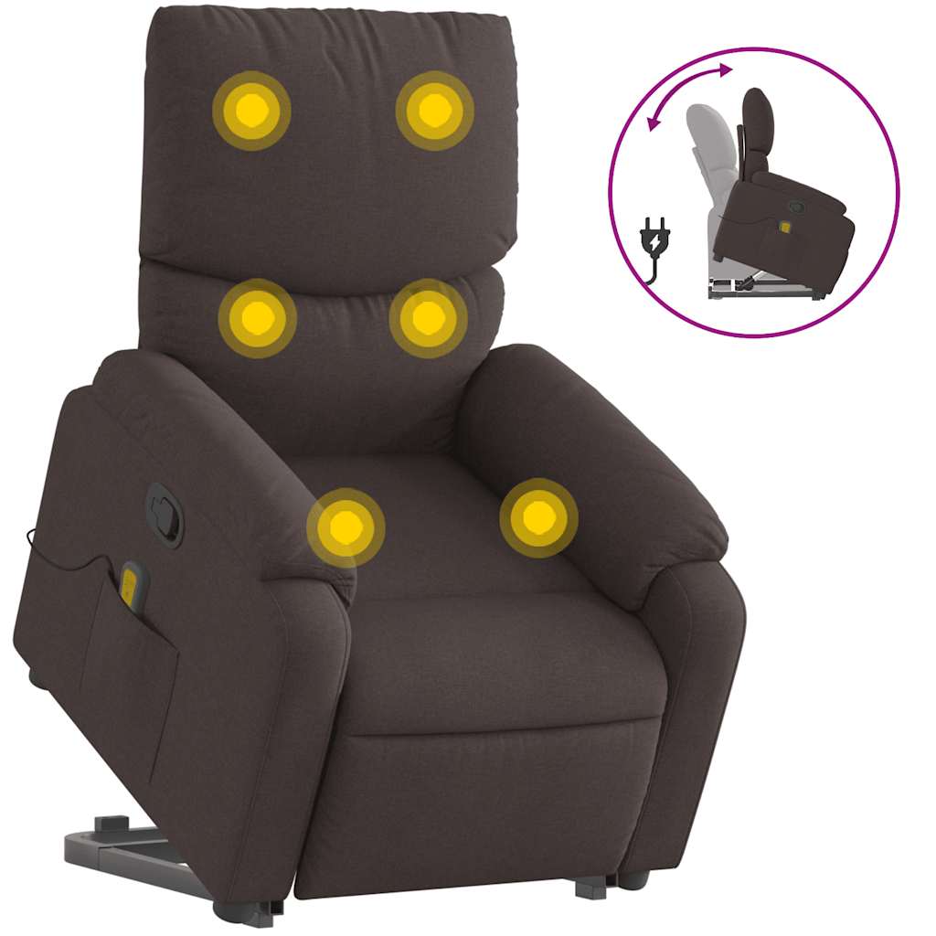 Fauteuil inclinable de massage Marron foncé Tissu - XIOS