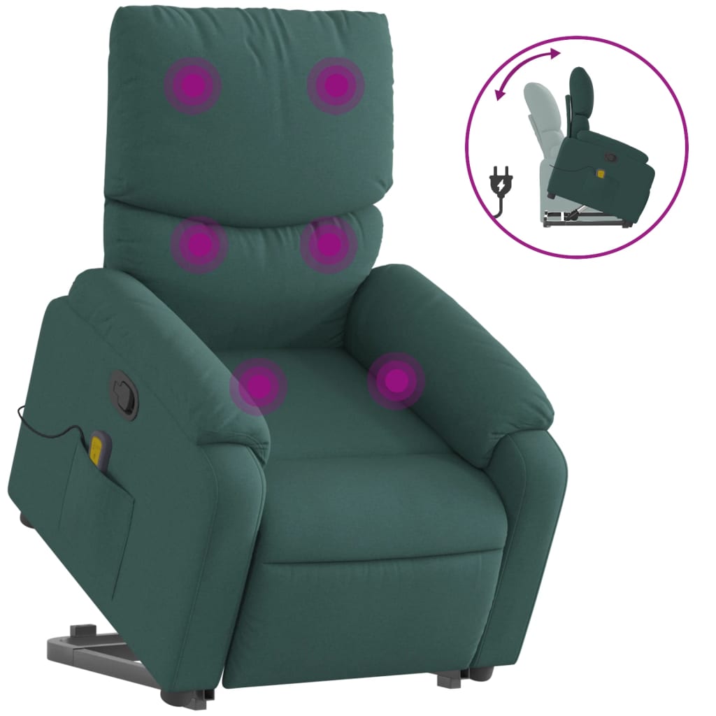 Fauteuil inclinable de massage Vert foncé Tissu - XIOS
