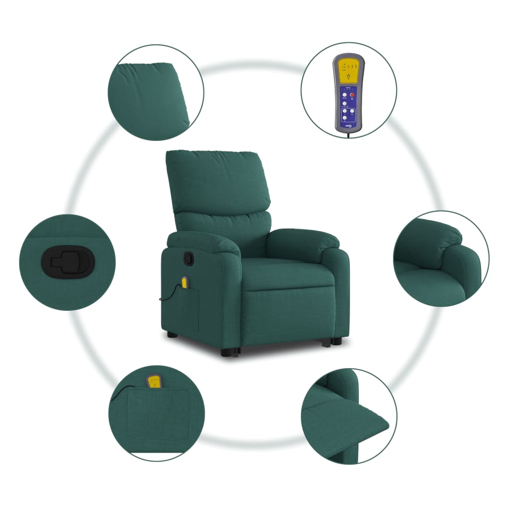 Fauteuil inclinable de massage Vert foncé Tissu - XIOS
