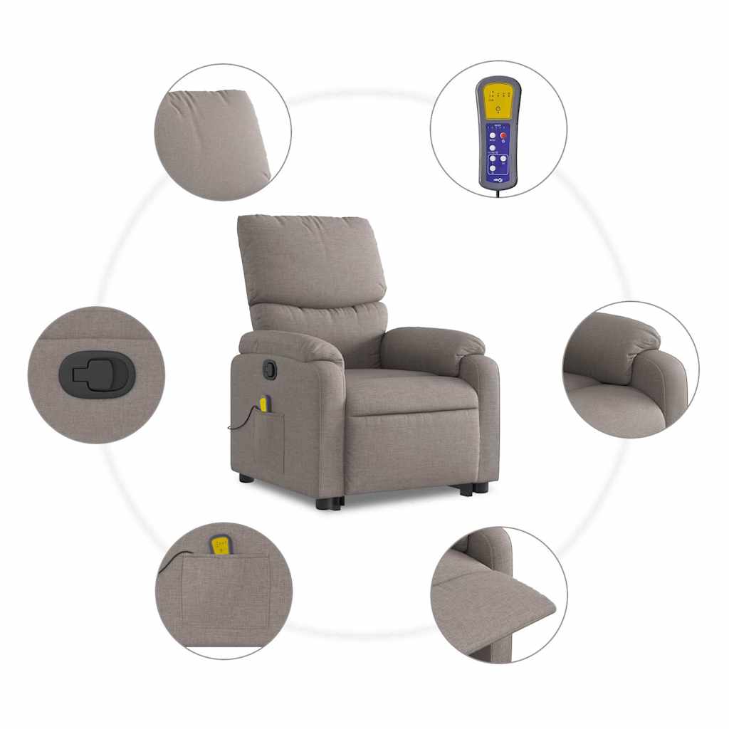 Fauteuil inclinable de massage Taupe Tissu - XIOS