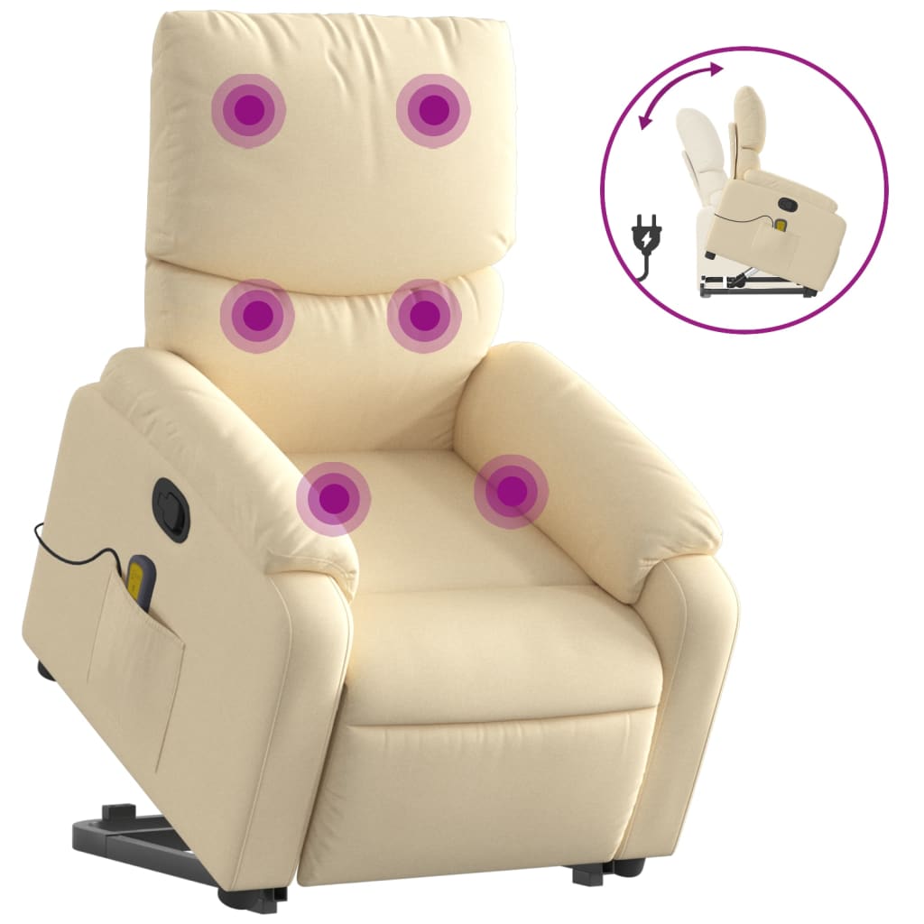 Fauteuil inclinable de massage Crème Tissu - XIOS