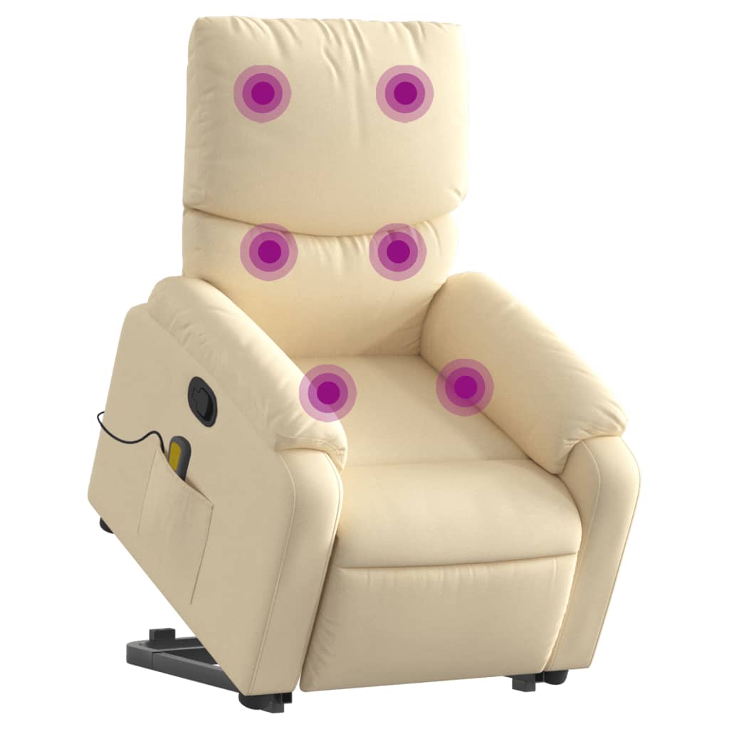 Fauteuil inclinable de massage Crème Tissu