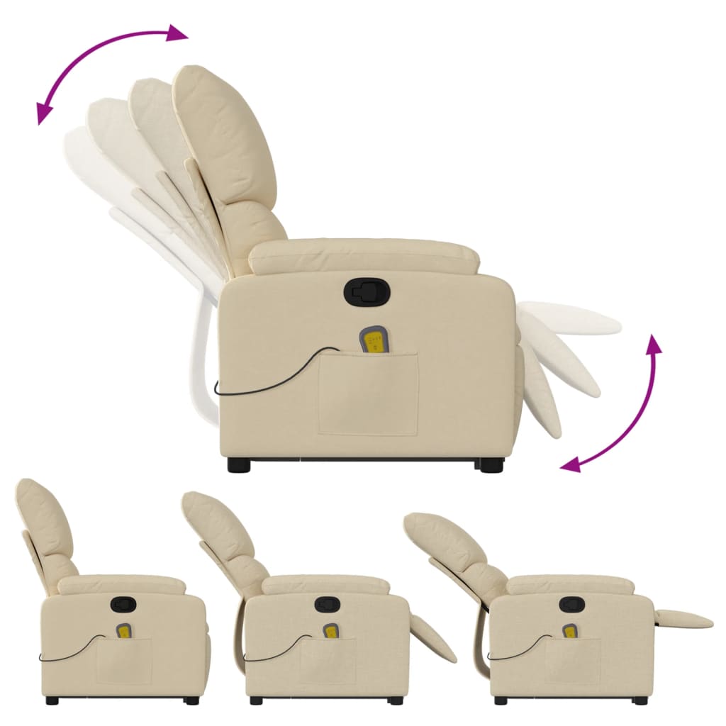 Fauteuil inclinable de massage Crème Tissu