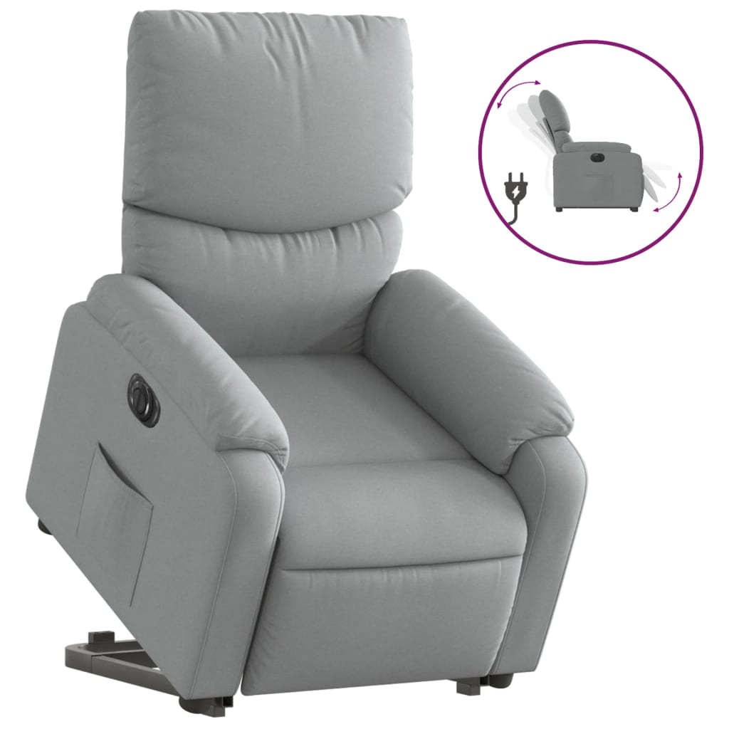 Fauteuil inclinable électrique gris clair tissu - XIOS