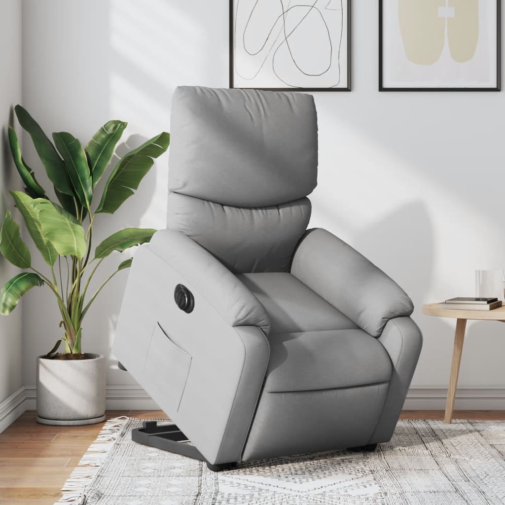 Fauteuil inclinable électrique gris clair tissu - XIOS