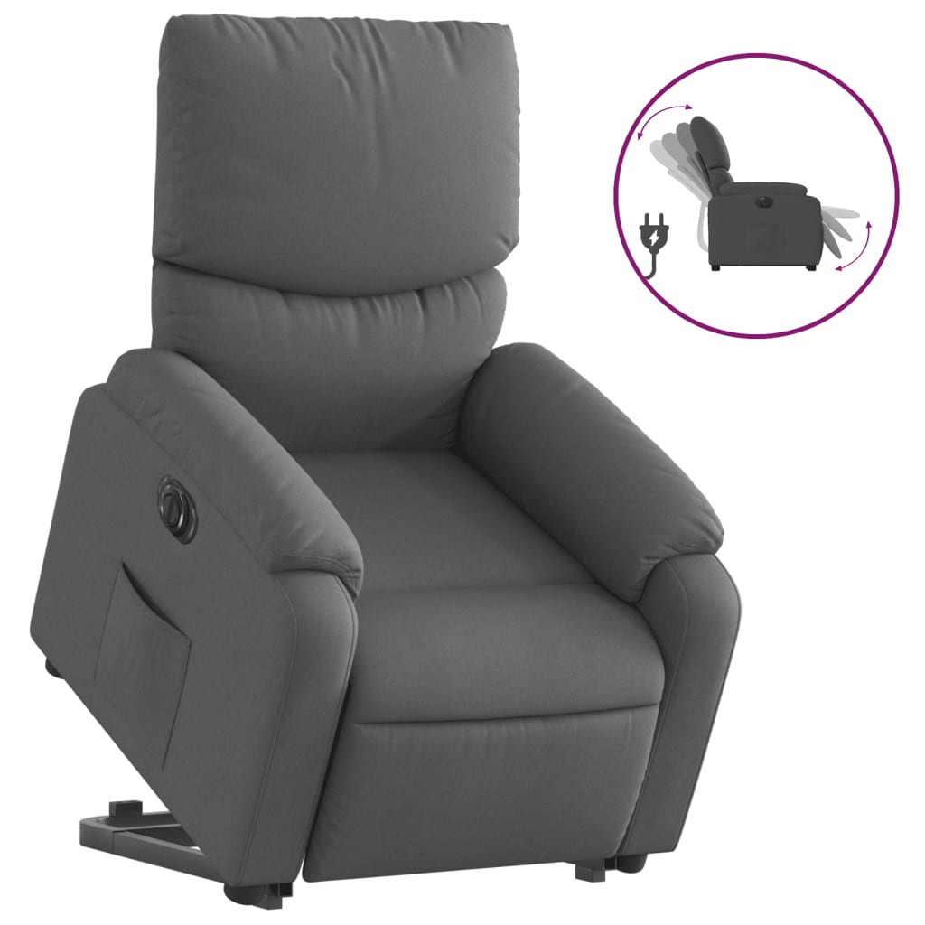 Fauteuil inclinable électrique gris foncé tissu - XIOS