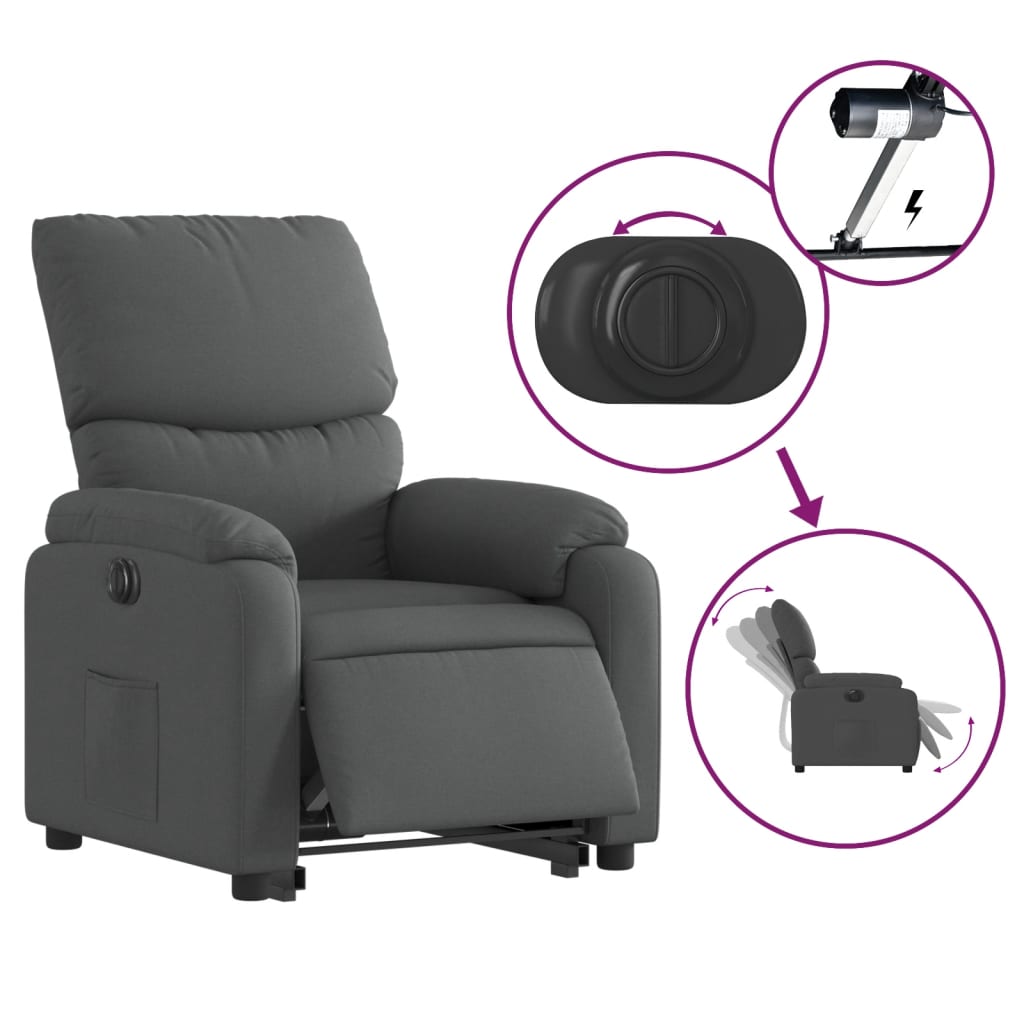 Fauteuil inclinable électrique gris foncé tissu - XIOS