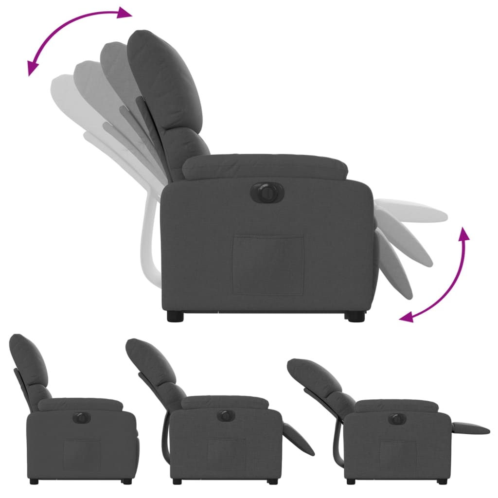 Fauteuil inclinable électrique gris foncé tissu - XIOS