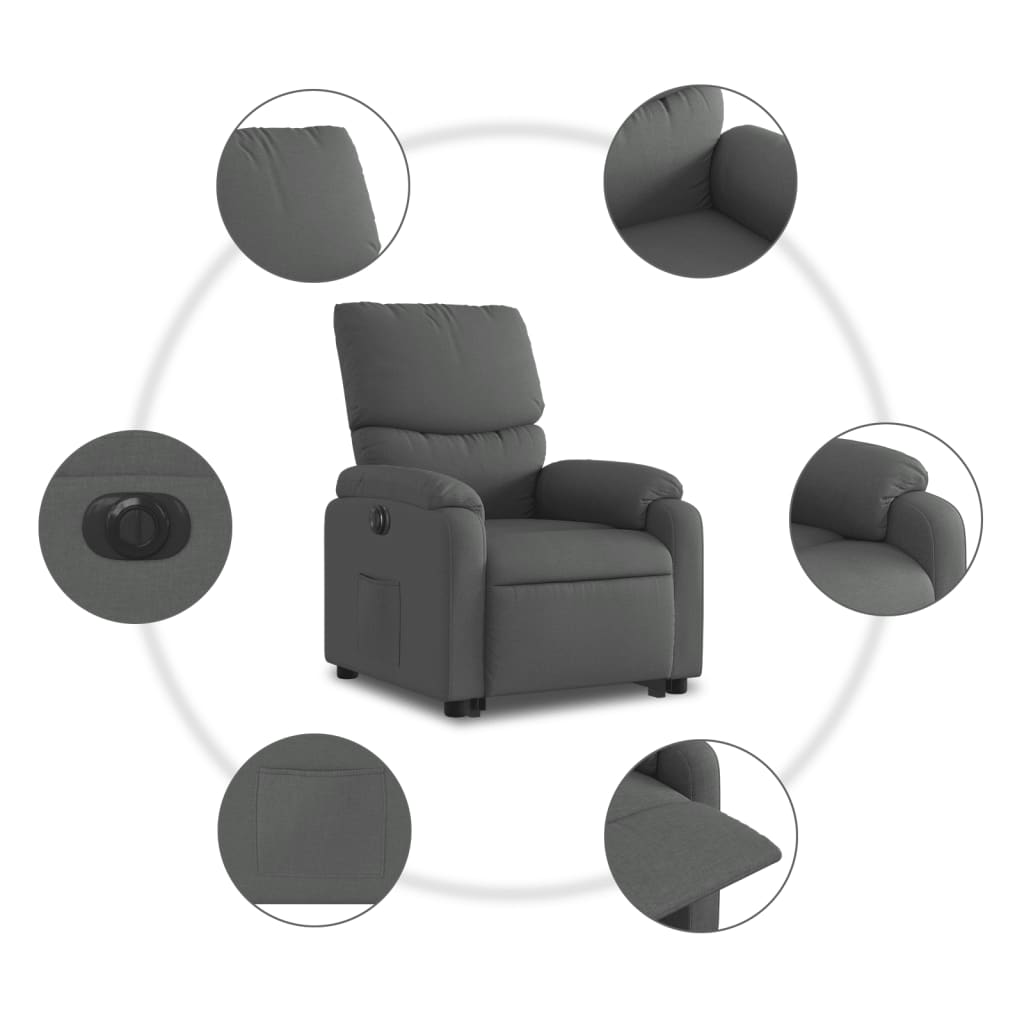 Fauteuil inclinable électrique gris foncé tissu - XIOS