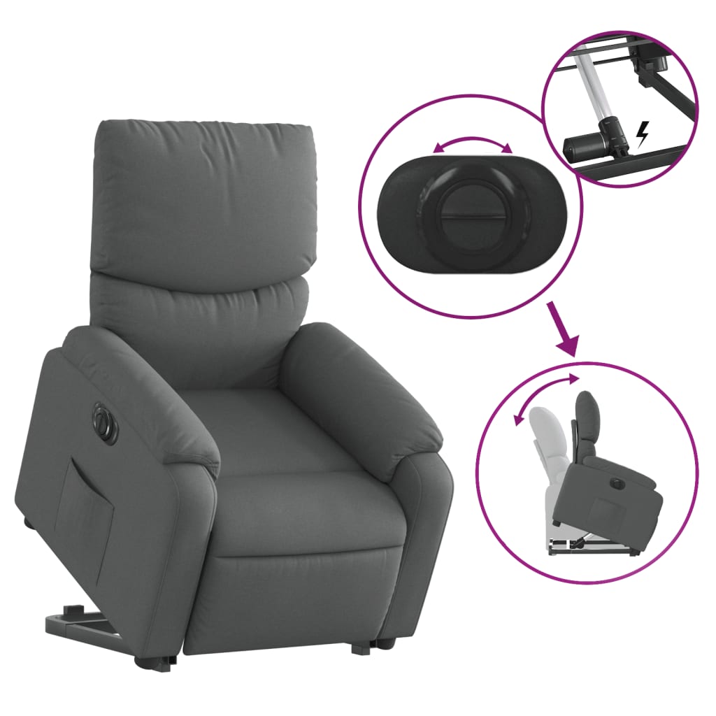 Fauteuil inclinable électrique gris foncé tissu - XIOS