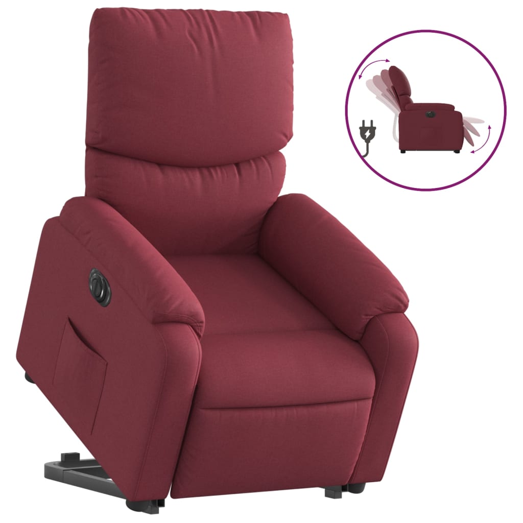Fauteuil inclinable électrique rouge bordeaux tissu - XIOS
