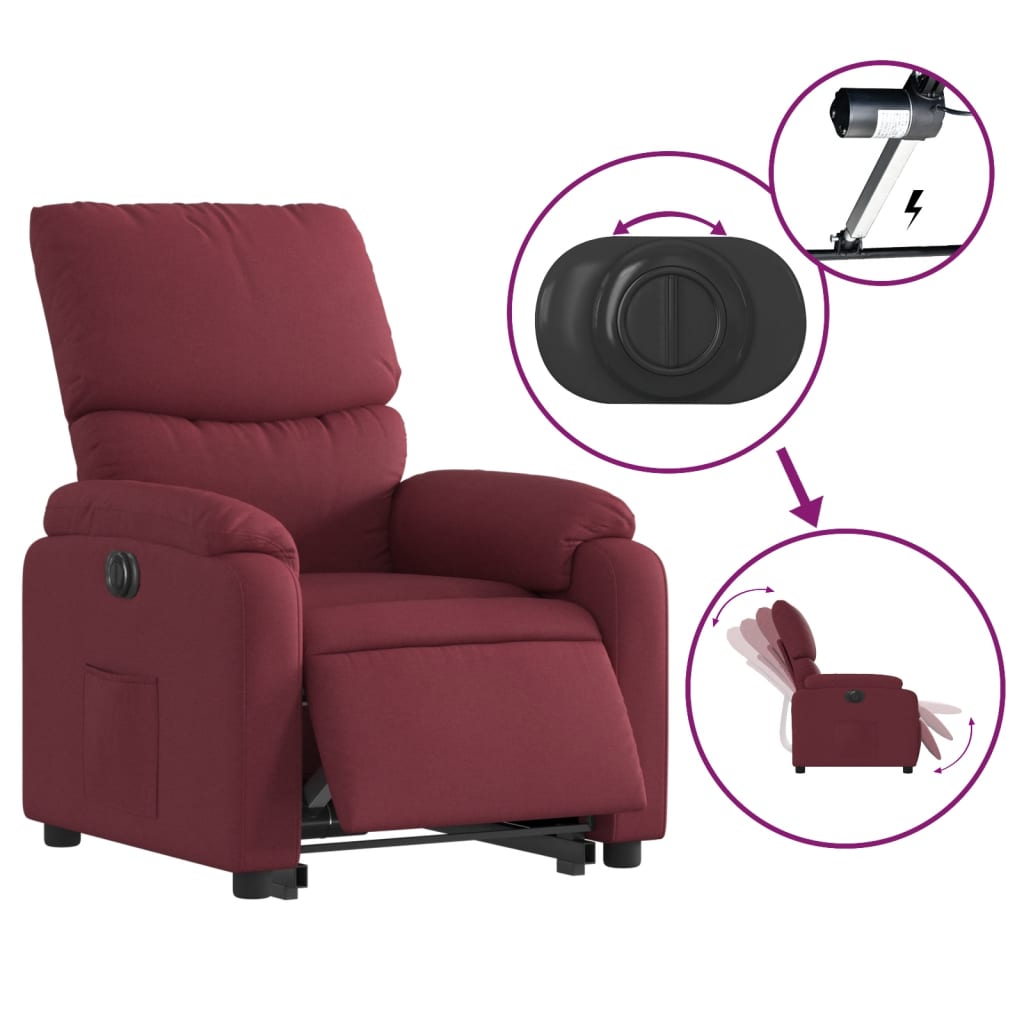 Fauteuil inclinable électrique rouge bordeaux tissu - XIOS