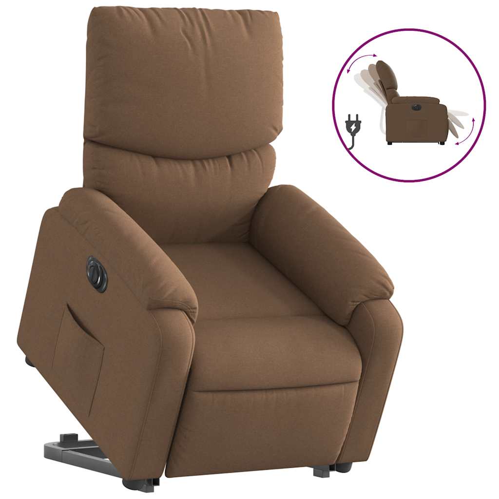 Fauteuil inclinable électrique marron tissu - XIOS