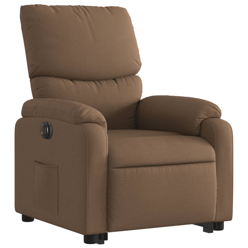 Fauteuil inclinable électrique marron tissu - XIOS