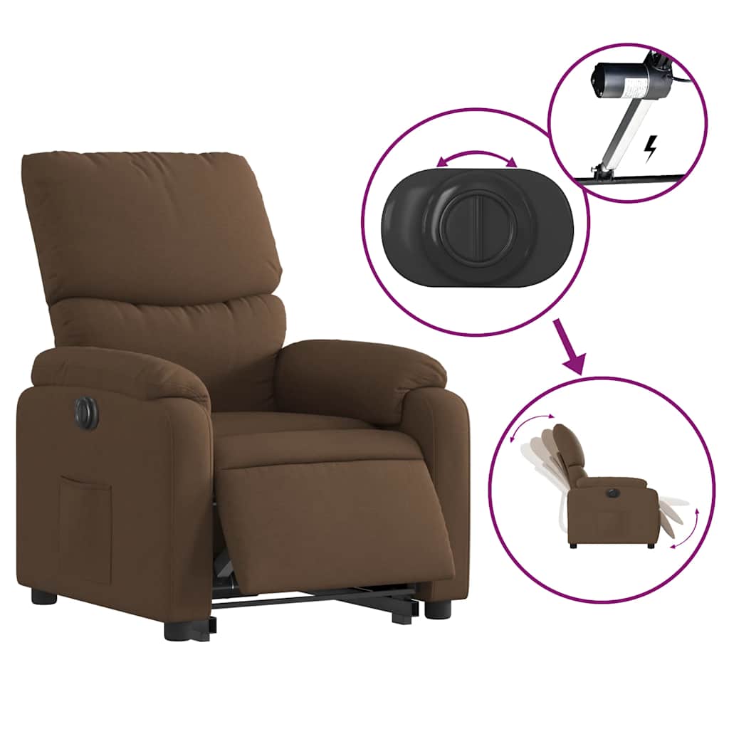Fauteuil inclinable électrique marron tissu - XIOS