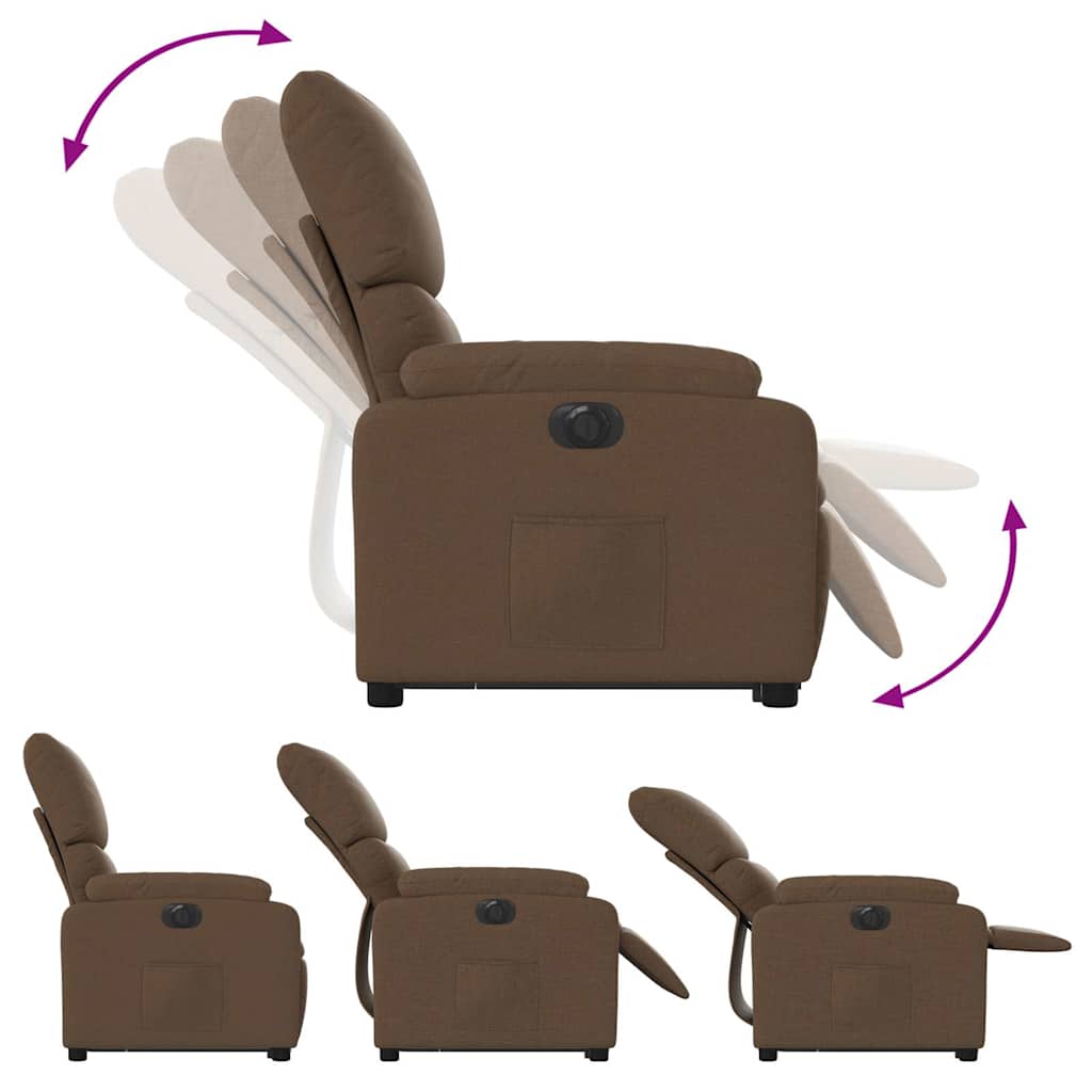 Fauteuil inclinable électrique marron tissu - XIOS