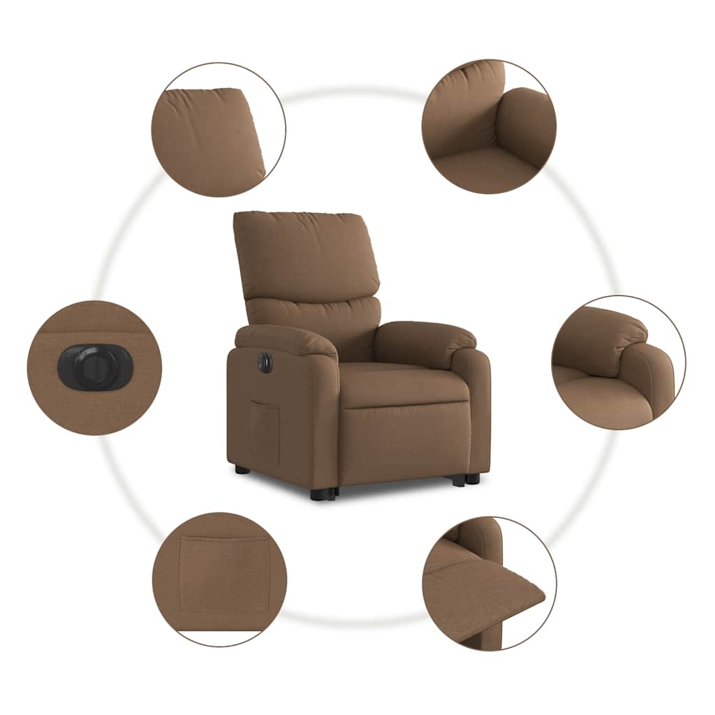 Fauteuil inclinable électrique marron tissu - XIOS