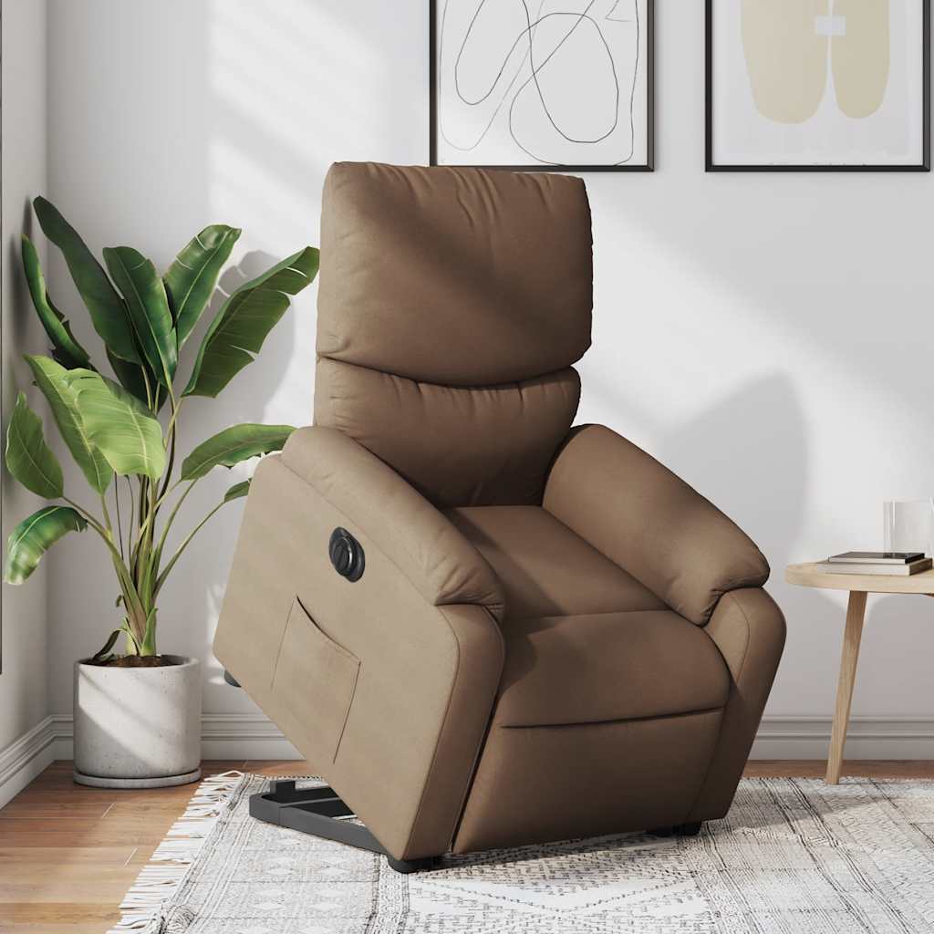 Fauteuil inclinable électrique marron tissu - XIOS